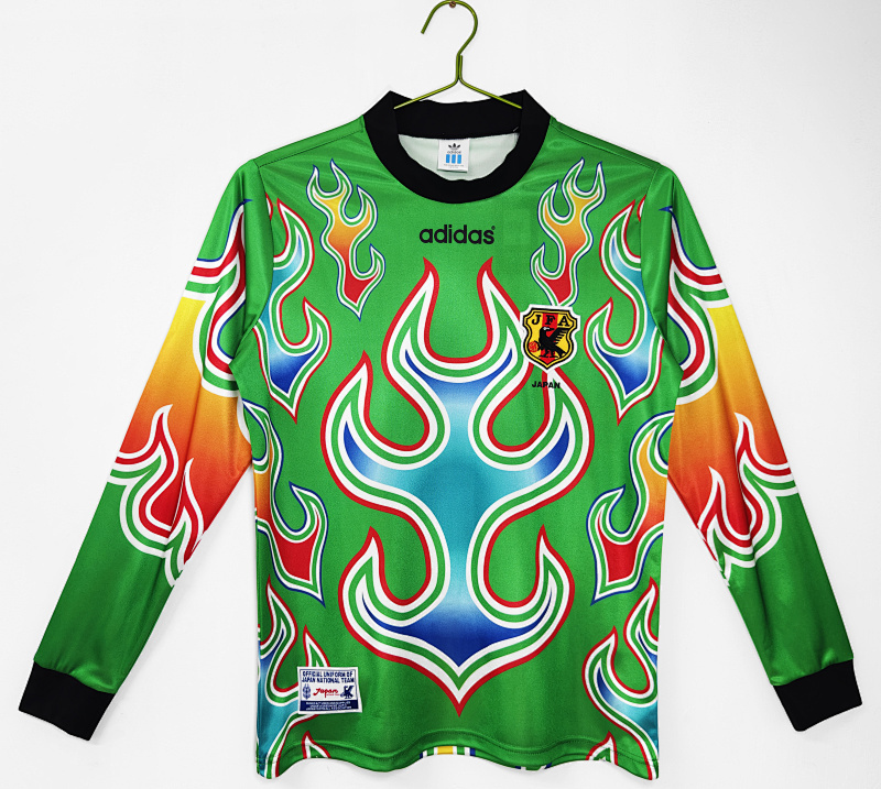 1998 Japan Green Flame Goalkeeper Retro Long Sleeve Jersey/1998