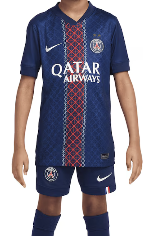 25-26 PSG Home 2 Stars Kid Kit with Champions of Europe 2026 Print