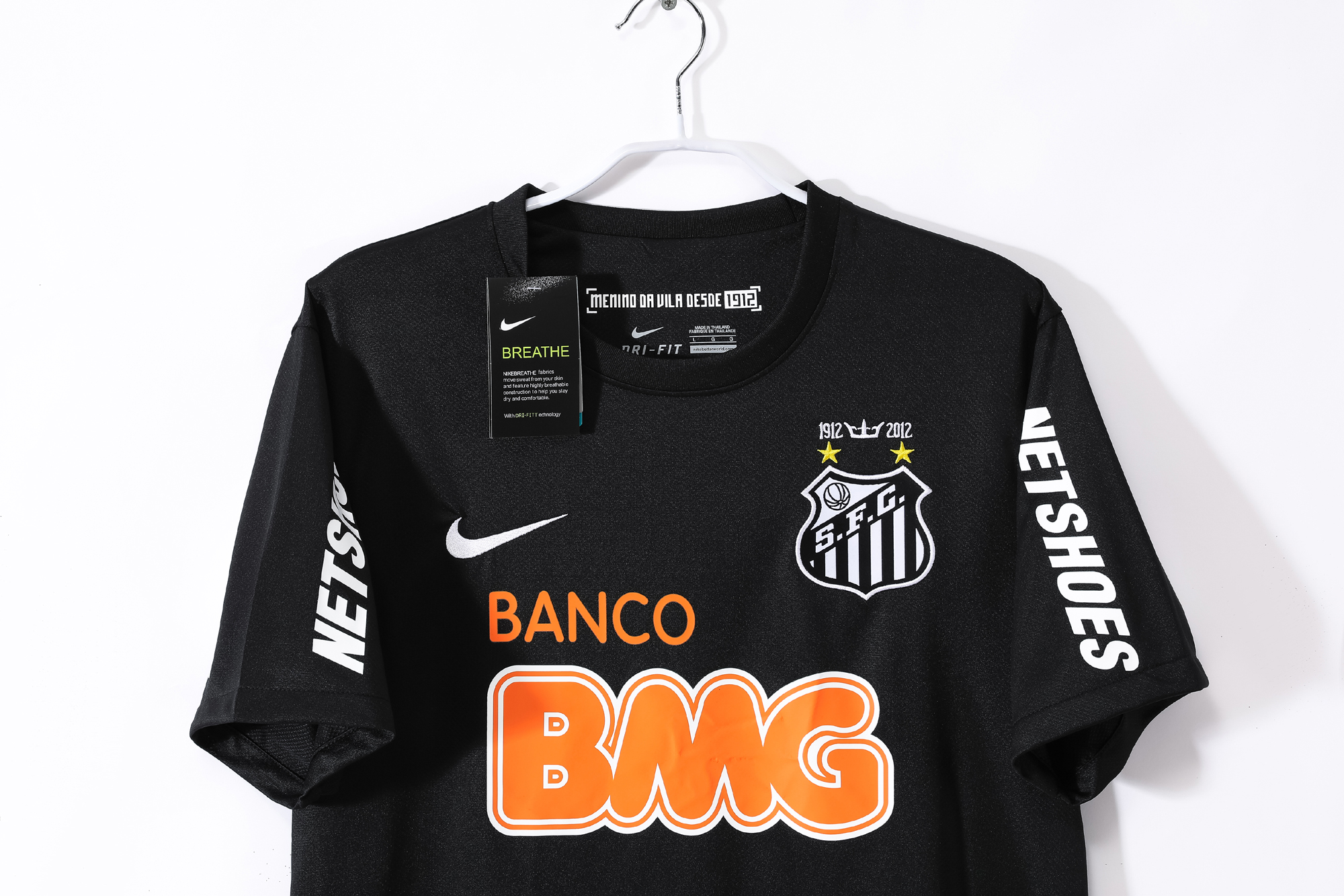 12-13 Santos Black Retro Jersey without shoulder patches - Image 2