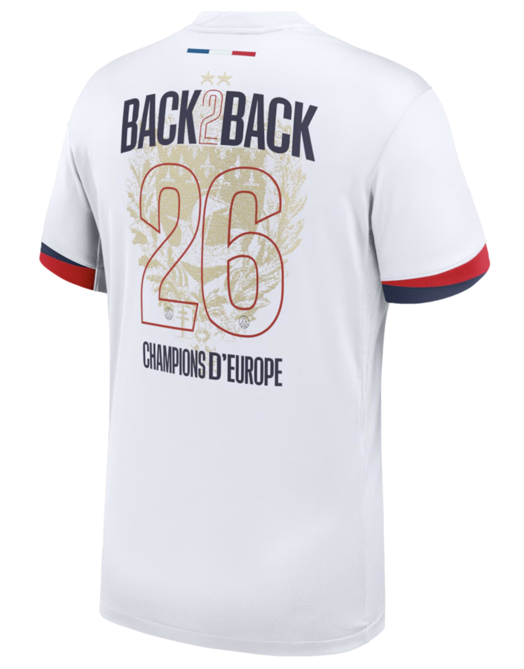 25-26 PSG Away 2 Stars Player with Champions of Europe 2026 Print